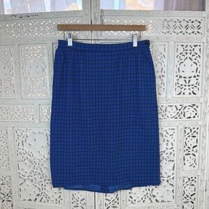 Vtg Pendleton Blue Plaid Wool Pencil Skirt Sz 12P Fits Smaller Academia Preppy
